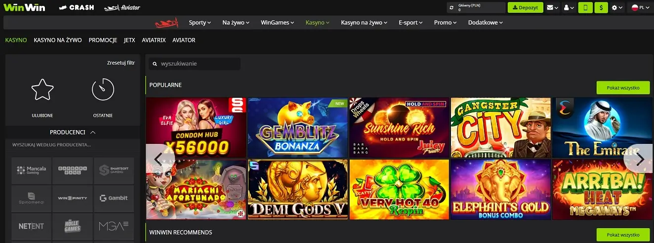 WinWin casino - strona główna