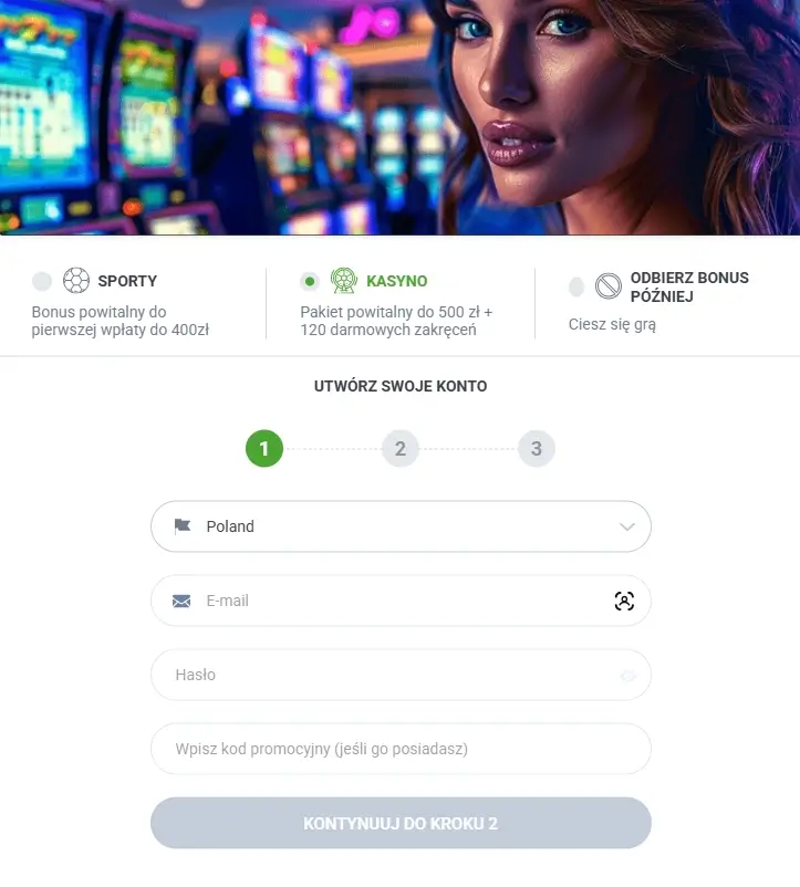 formularz rejestracyjny 20Bet Casino